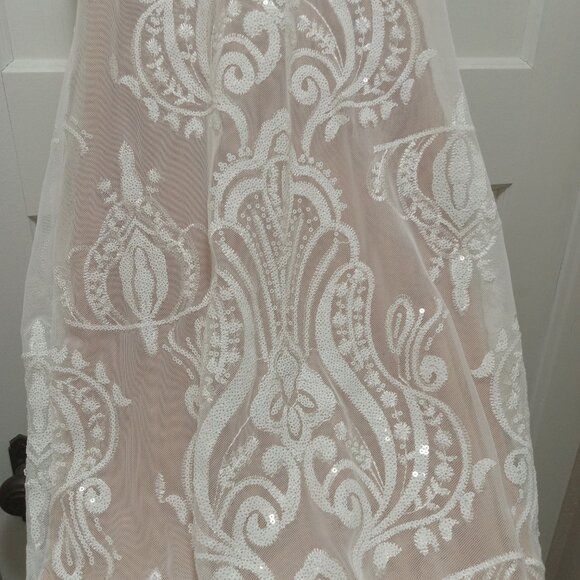 White and Nude Sparkly Long Prom Dress NWT - Picture 6 of 6